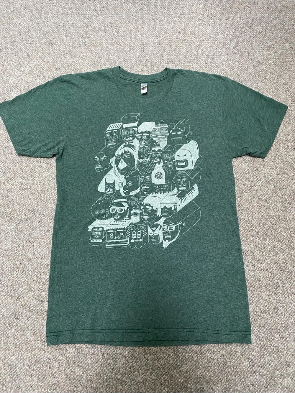 Adult Swim Graphic Crewneck T-Shirt with White Stylized Characters Print